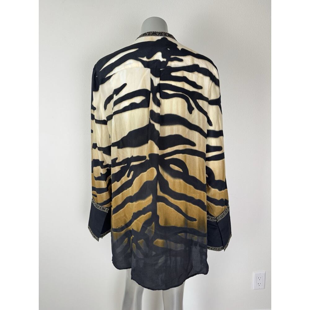 Camilla Silk Shirt Top Women’s Small Tame My Tiger Animal Print Button Up $599 - Picture 8 of 16
